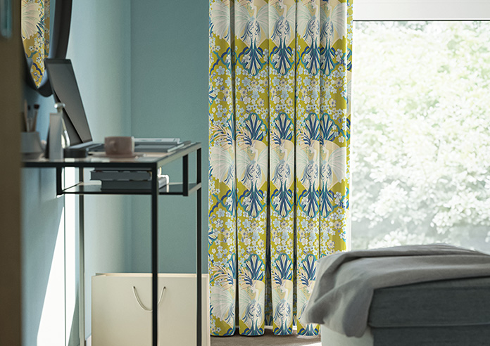 Faded Glamour, China Blue Chartreuse - Made To Measure Curtains - Image 5